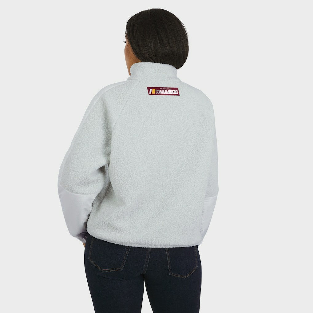 Washington Commanders WEAR by Erin Andrews Women's Polar Fleece Half-Zip Jacket White