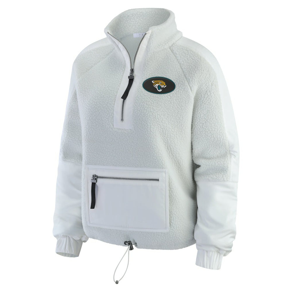 Jacksonville Jaguars WEAR by Erin Andrews Women's Polar Fleece Half-Zip Jacket White