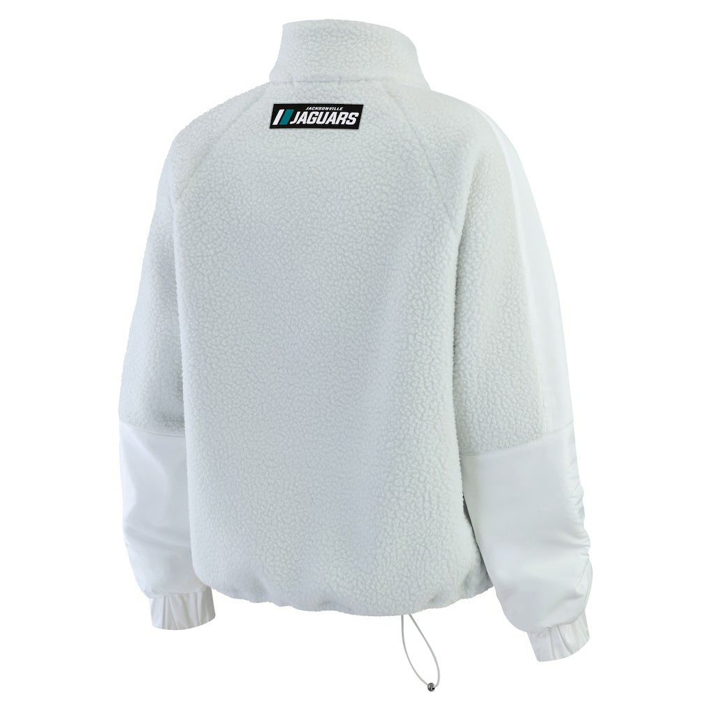 Jacksonville Jaguars WEAR by Erin Andrews Women's Polar Fleece Half-Zip Jacket White