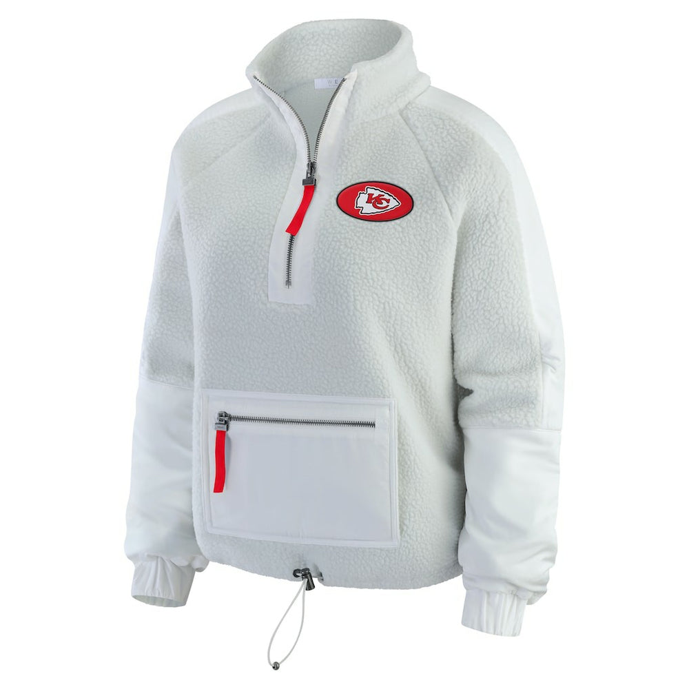 Kansas City Chiefs WEAR by Erin Andrews Women's Polar Fleece Half-Zip Jacket White