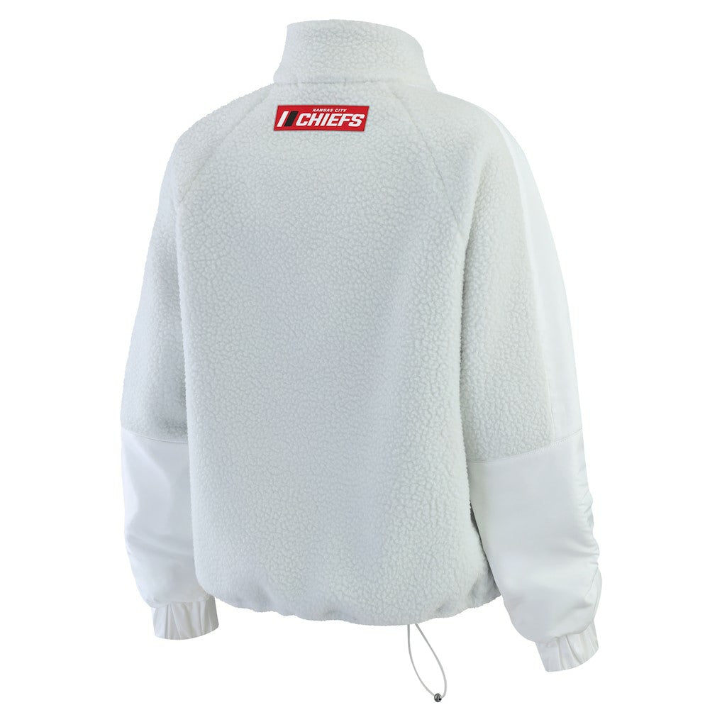 Kansas City Chiefs WEAR by Erin Andrews Women's Polar Fleece Half-Zip Jacket White