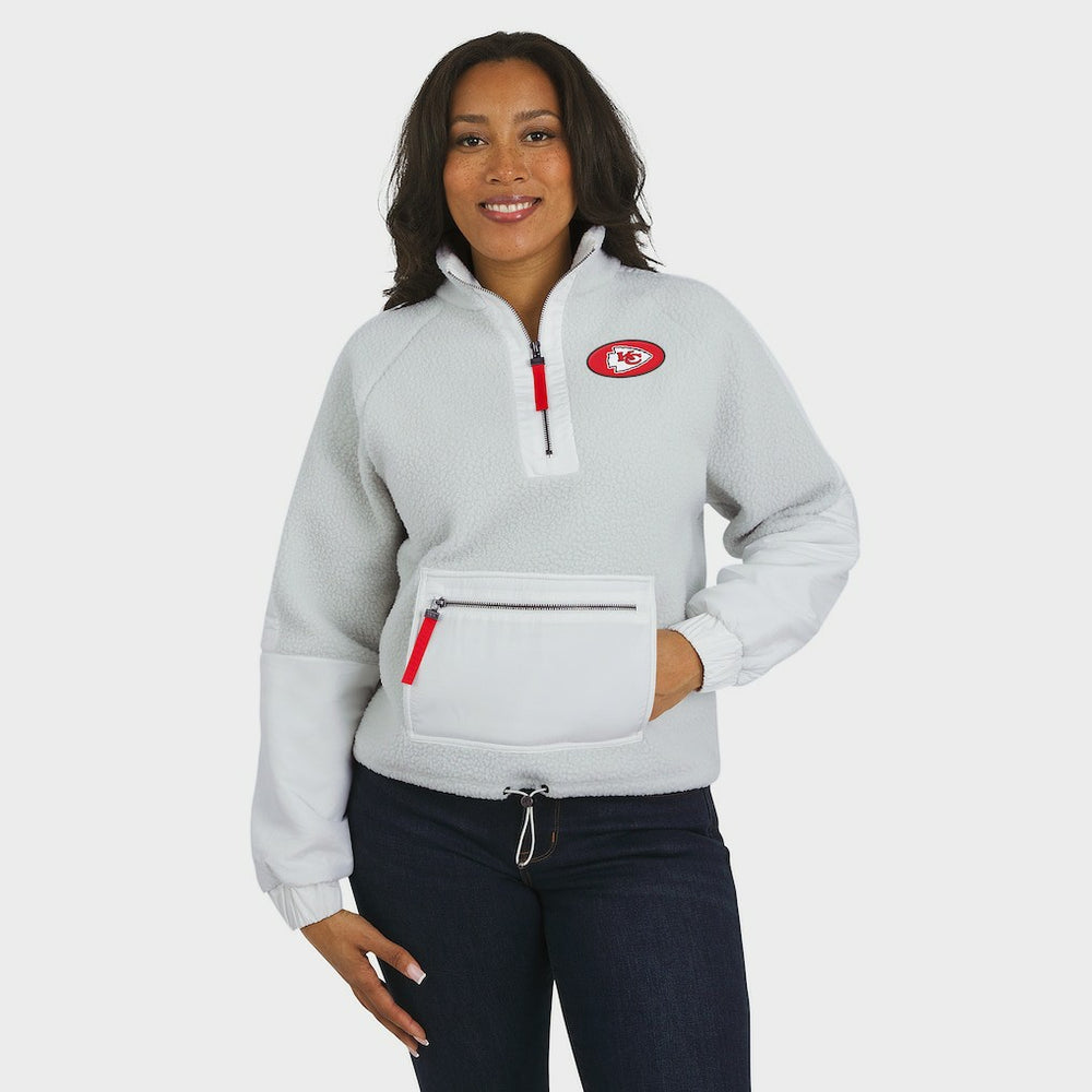 Kansas City Chiefs WEAR by Erin Andrews Women's Polar Fleece Half-Zip Jacket White
