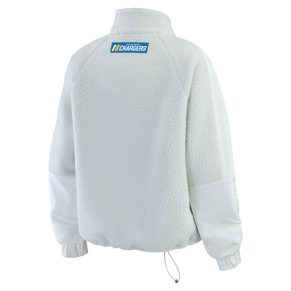 Los Angeles Chargers WEAR by Erin Andrews Women's Polar Fleece Half-Zip Jacket White