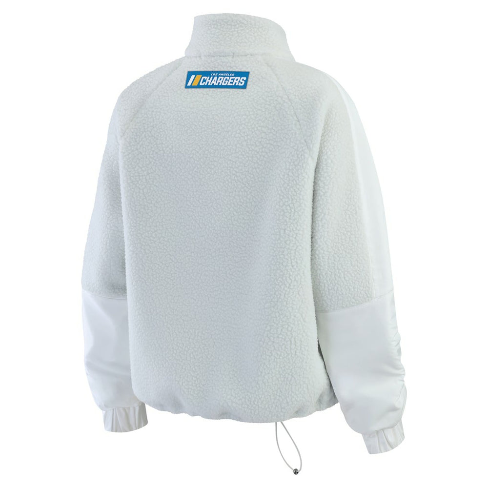Los Angeles Chargers WEAR by Erin Andrews Women's Polar Fleece Half-Zip Jacket White