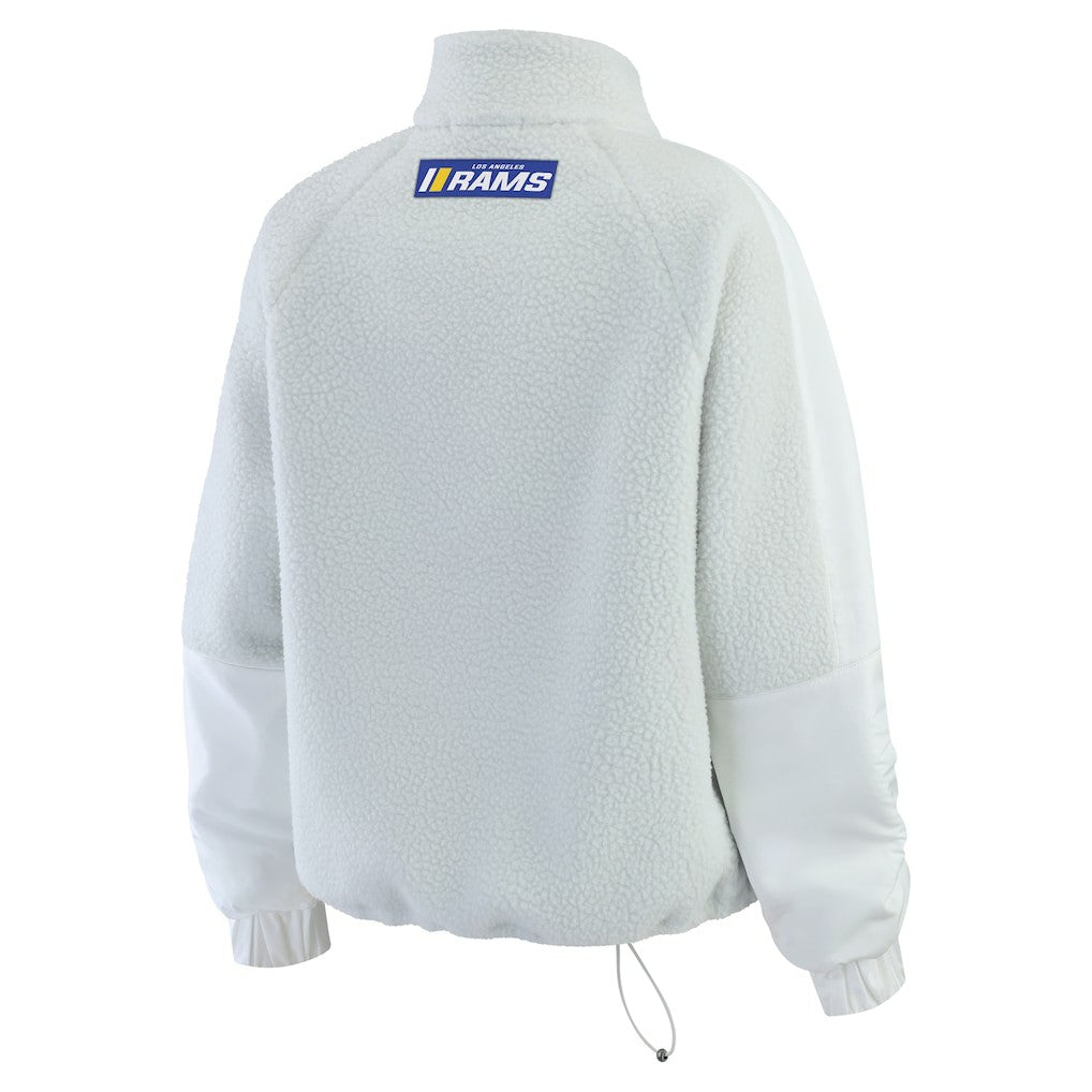 Los Angeles Rams WEAR by Erin Andrews Women's Polar Fleece Half-Zip Jacket White