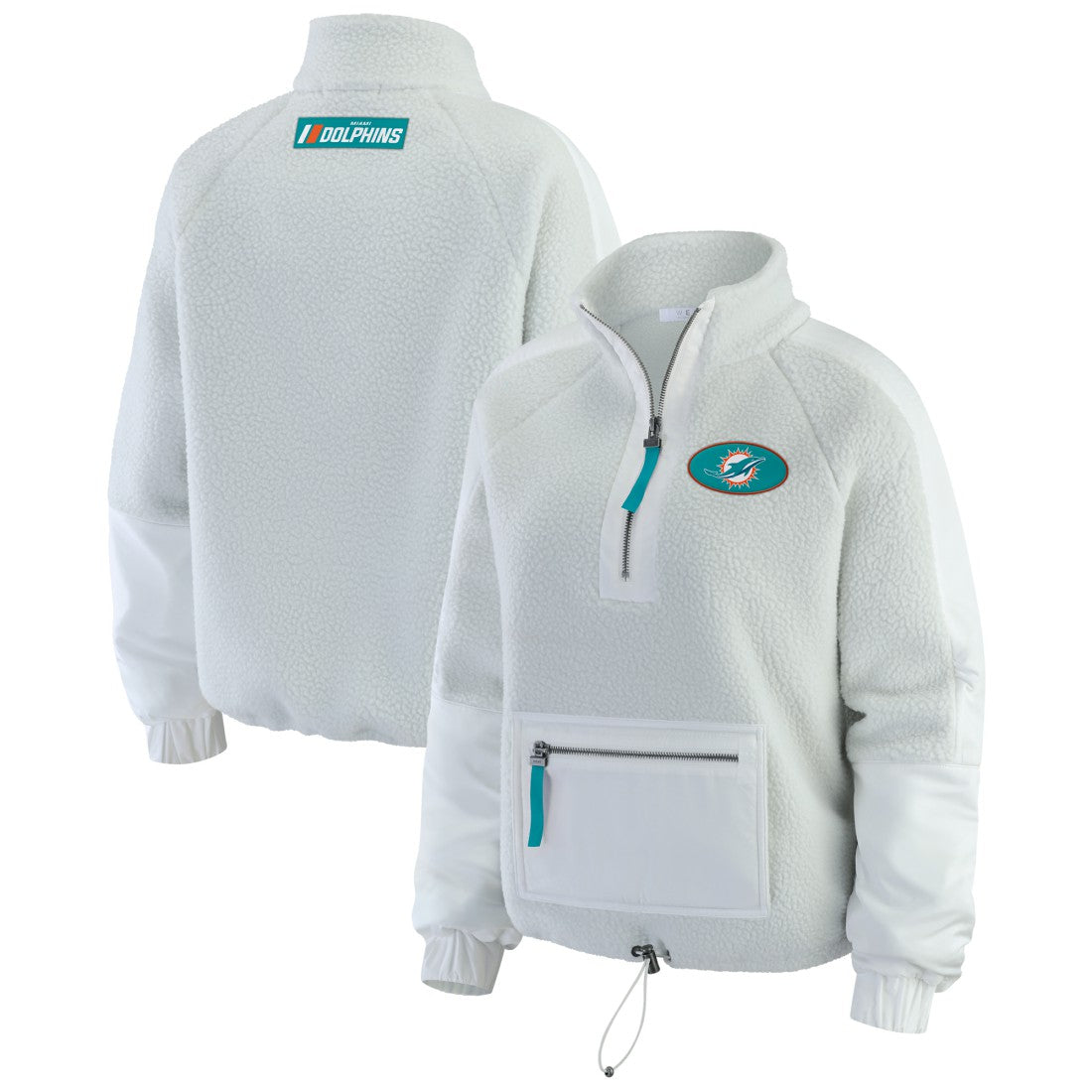 Miami Dolphins WEAR by Erin Andrews Women's Polar Fleece Half-Zip Jacket White
