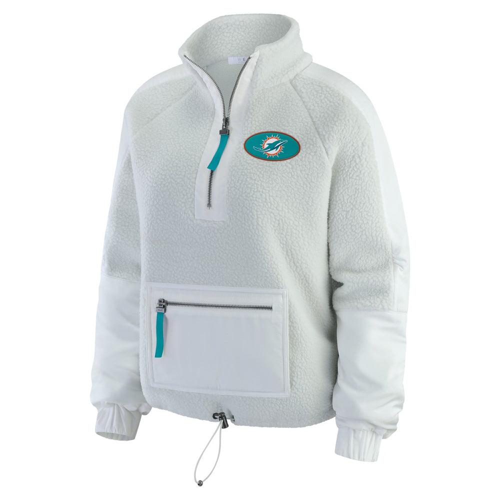 Miami Dolphins WEAR by Erin Andrews Women's Polar Fleece Half-Zip Jacket White