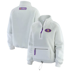 Minnesota Vikings WEAR by Erin Andrews Women's Polar Fleece Half-Zip Jacket White