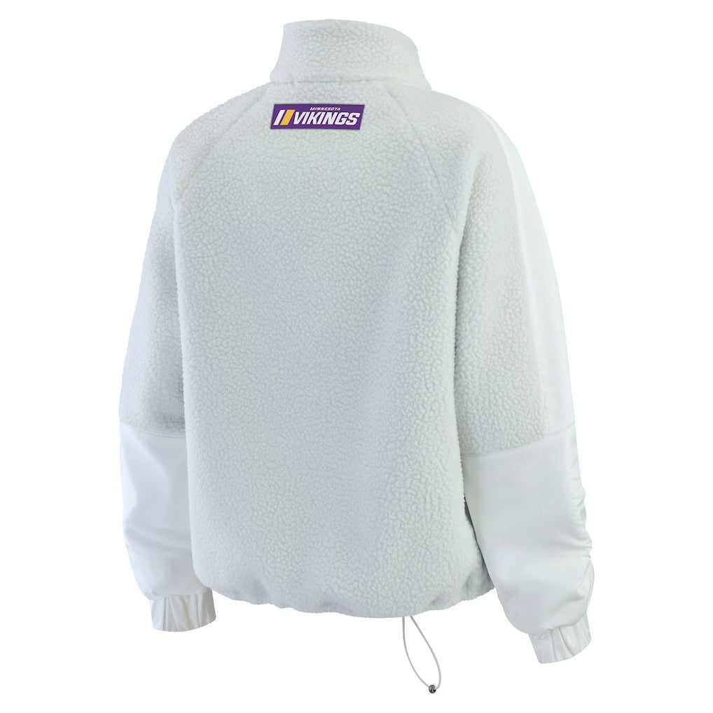 Minnesota Vikings WEAR by Erin Andrews Women's Polar Fleece Half-Zip Jacket White