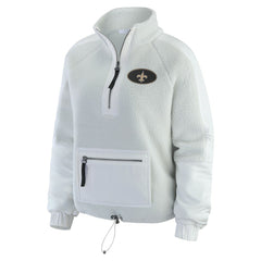 New Orleans Saints WEAR by Erin Andrews Women's Polar Fleece Half-Zip Jacket White