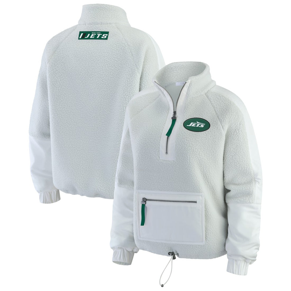 New York Jets WEAR by Erin Andrews Women's Polar Fleece Half-Zip Jacket White