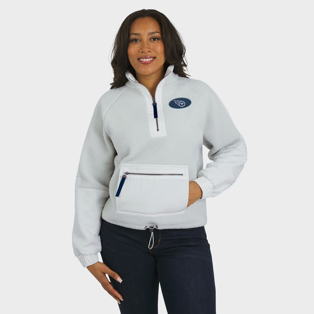 Tennessee Titans WEAR by Erin Andrews Women's Polar Fleece Half-Zip Jacket White