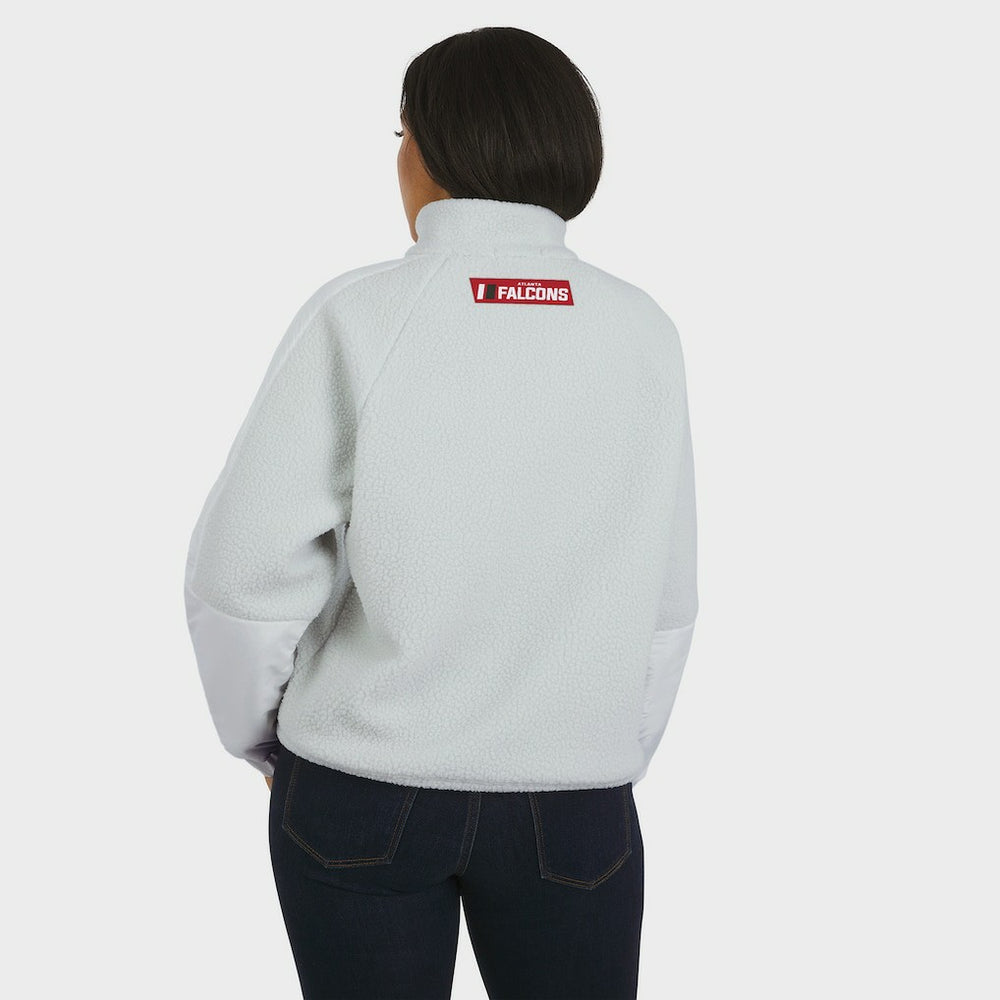 Atlanta Falcons WEAR by Erin Andrews Women's Polar Fleece Half-Zip Jacket White