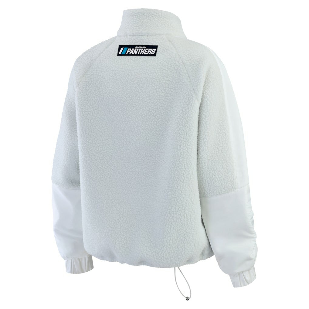 Carolina Panthers WEAR by Erin Andrews Women's Polar Fleece Half-Zip Jacket White