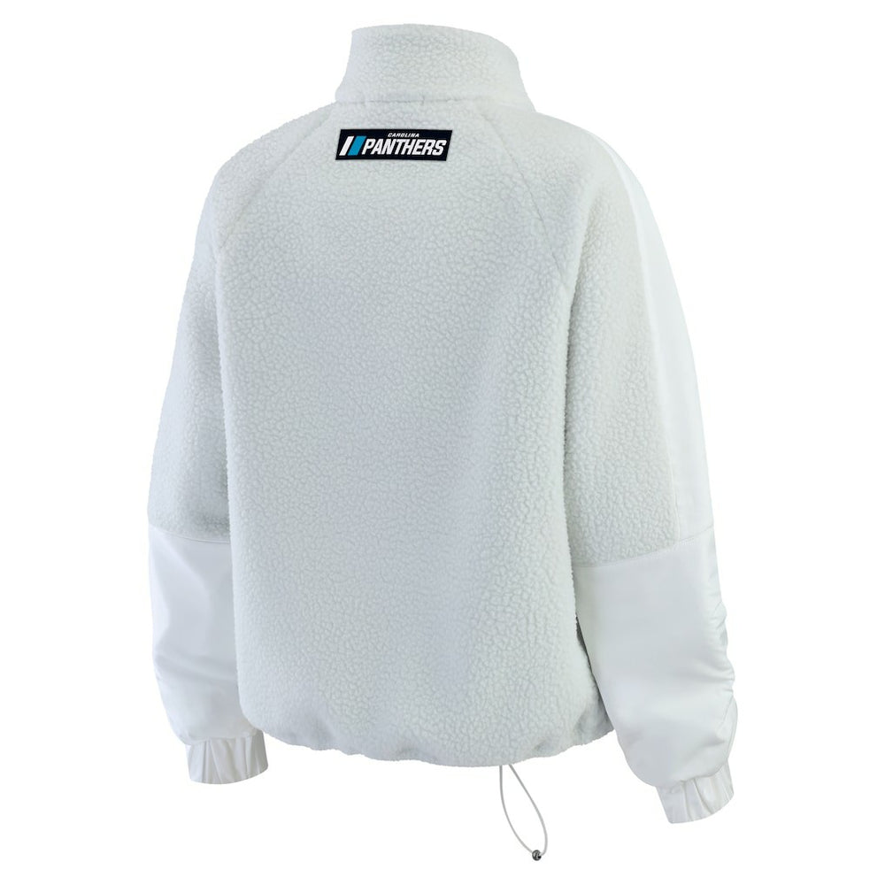 Carolina Panthers WEAR by Erin Andrews Women's Polar Fleece Half-Zip Jacket White