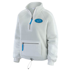 Detroit Lions WEAR by Erin Andrews Women's Polar Fleece Half-Zip Jacket White