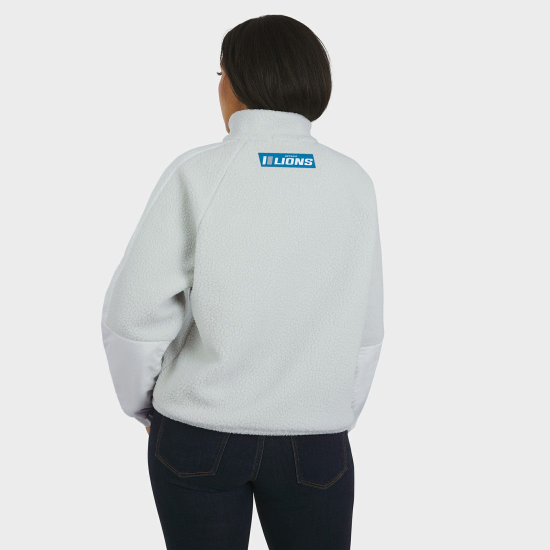 Detroit Lions WEAR by Erin Andrews Women's Polar Fleece Half-Zip Jacket White