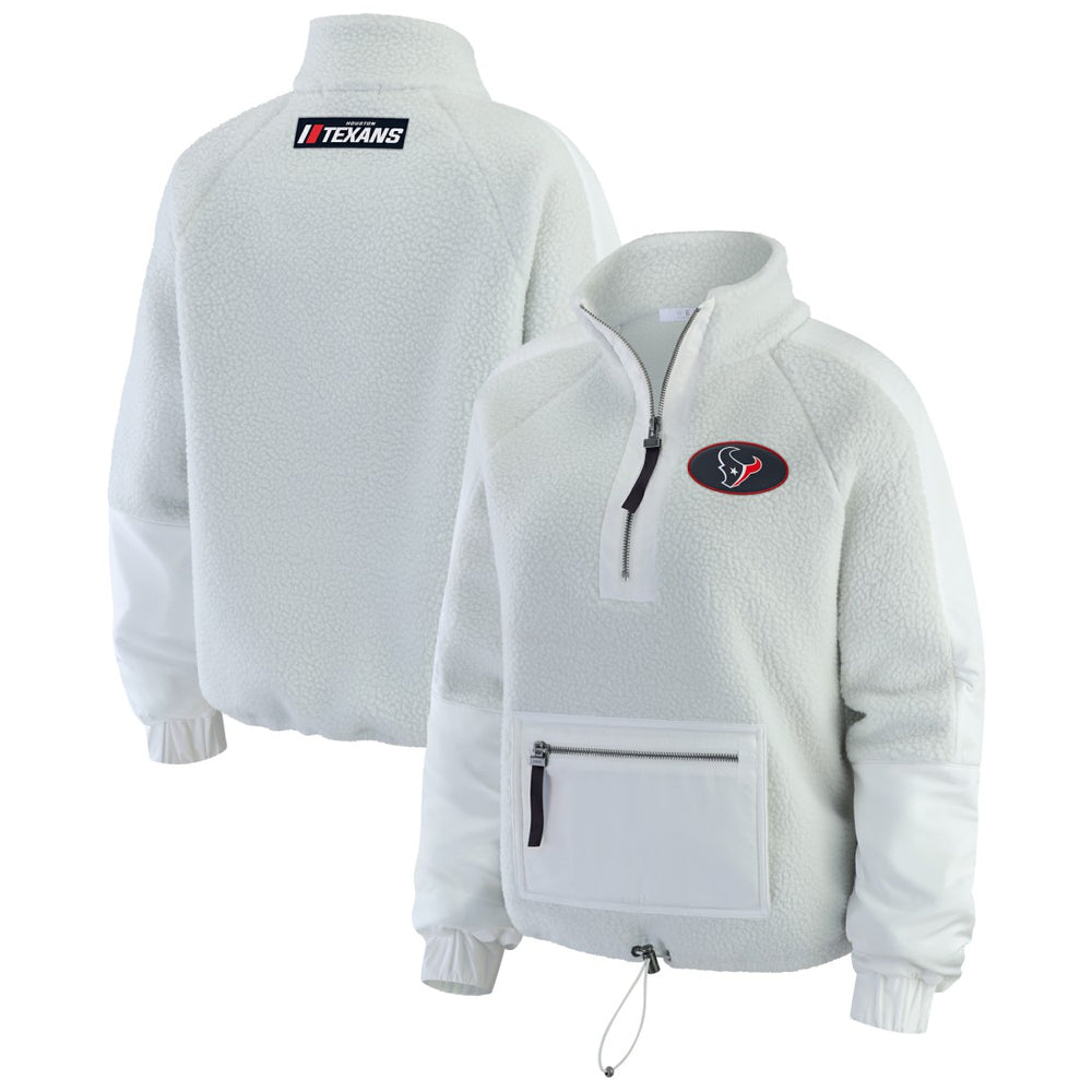 Houston Texans WEAR by Erin Andrews Women's Polar Fleece Half-Zip Jacket White