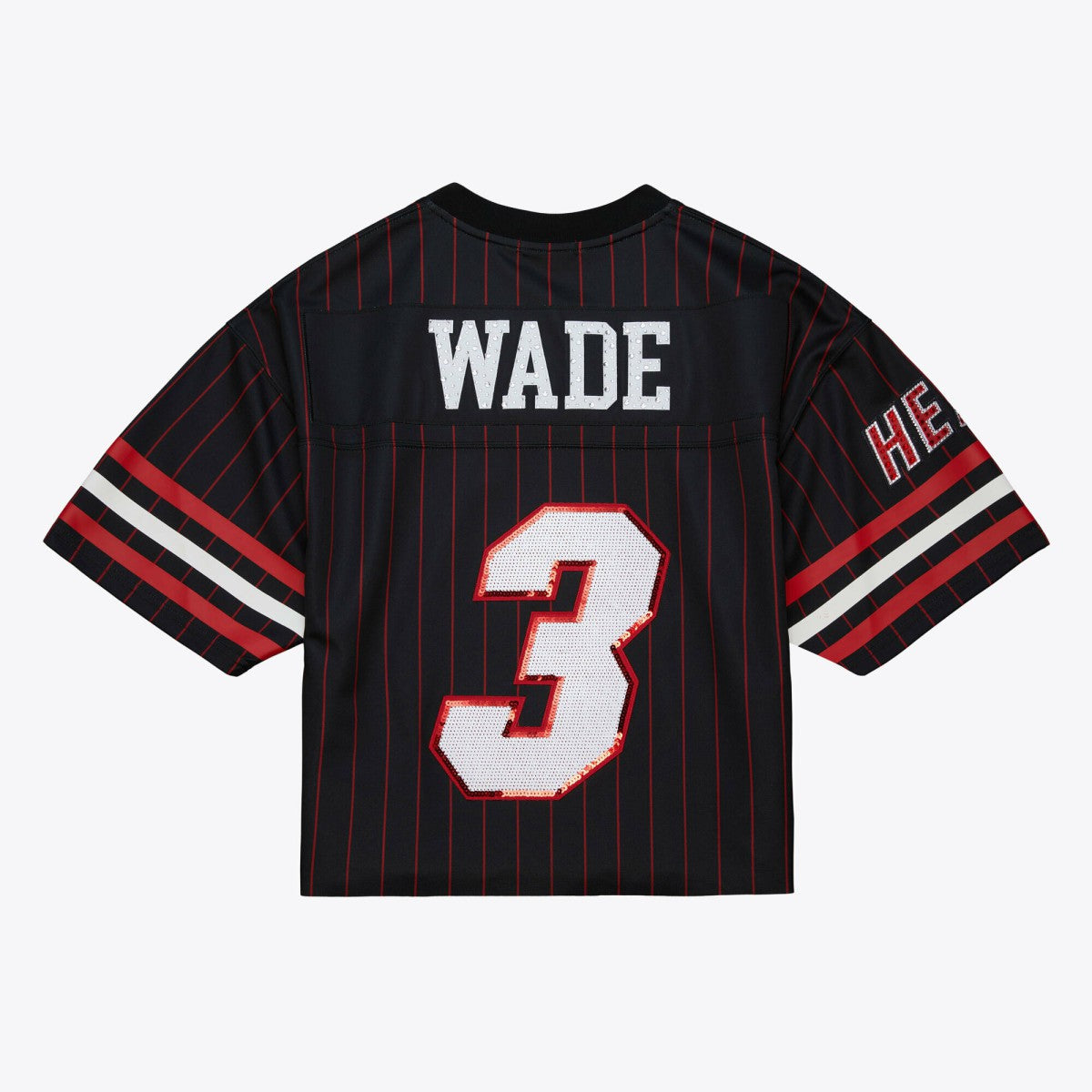 Dwyane Wade Miami Heat x DANNIJO Women's Cropped Football Fashion Jersey Black | Mitchell & Ness discount
