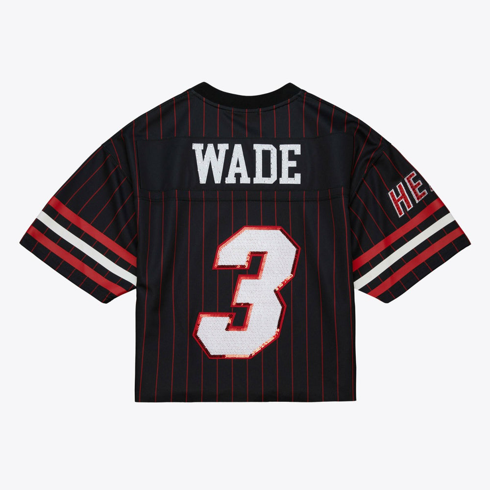 Dwyane Wade Miami Heat x DANNIJO Women's Cropped Football Fashion Jersey Black | Mitchell & Ness discount