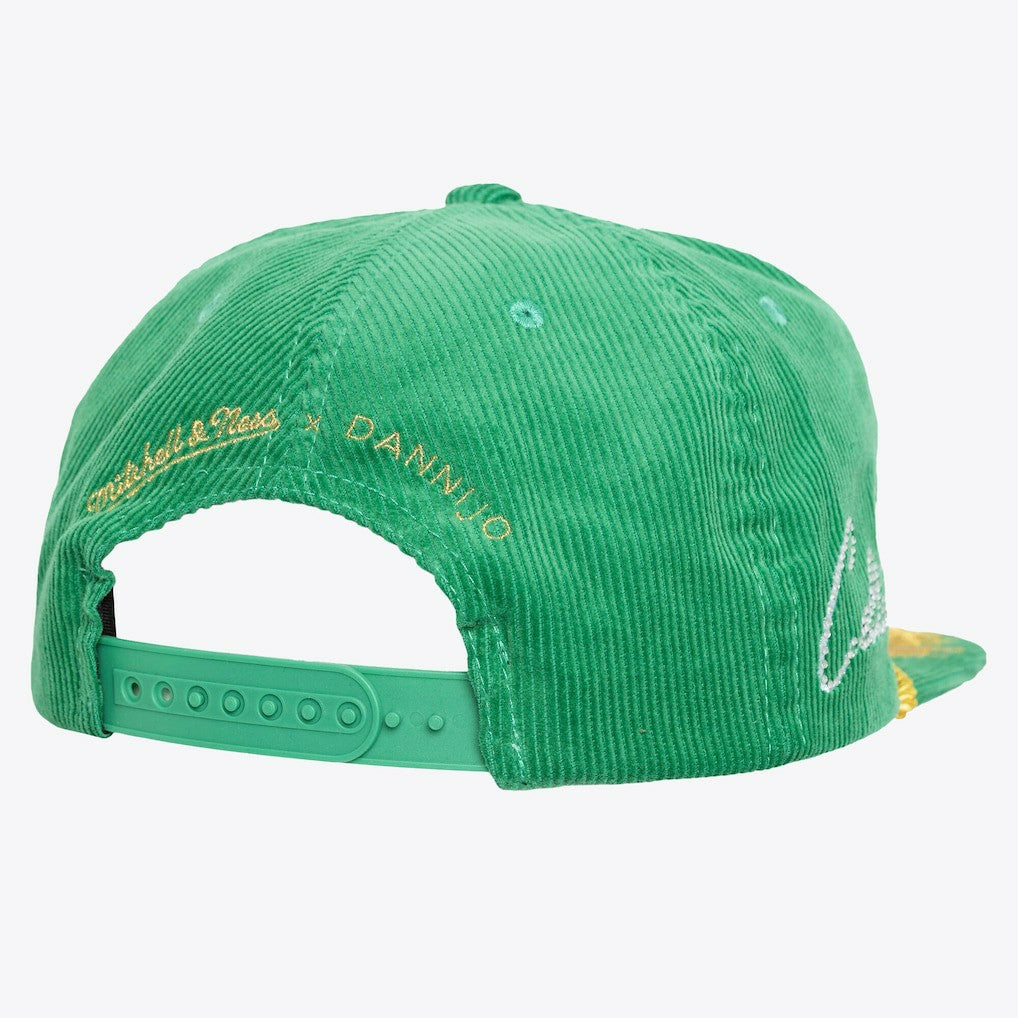 Boston Celtics x DANNIJO Women's Deadstock Cord Snapback Hat Kelly Green | Mitchell & Ness for sale