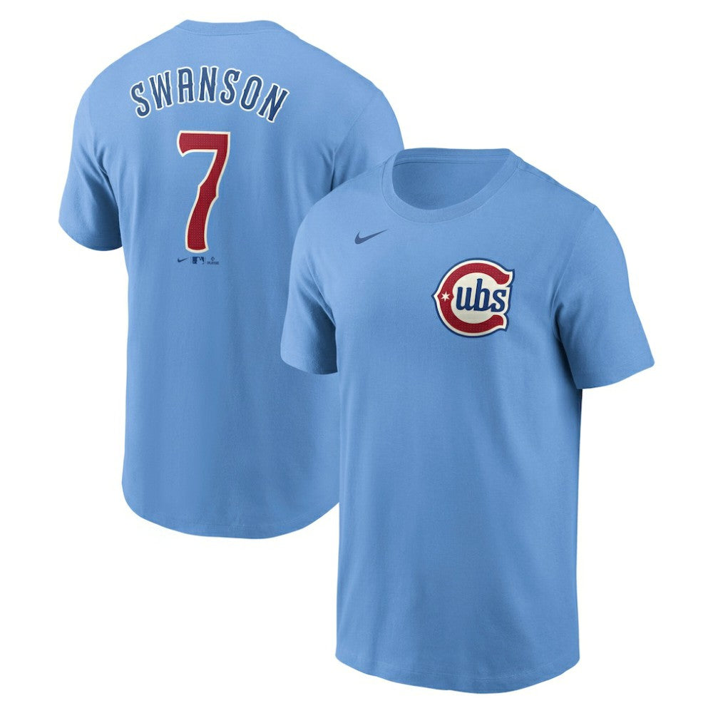 Dansby Swanson Chicago Cubs Nike Fuse Name & Number T-Shirt - Light Blue - Nike Sale