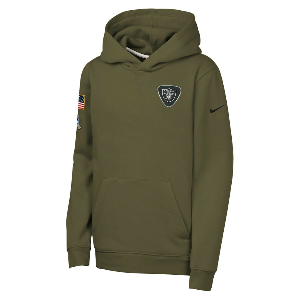 Nike Las Vegas Raiders Youth 2025 Salute to Service Club Fleece Hoodie Olive