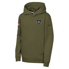 Nike New Orleans Saints Youth 2025 Salute to Service Club Fleece Hoodie Olive