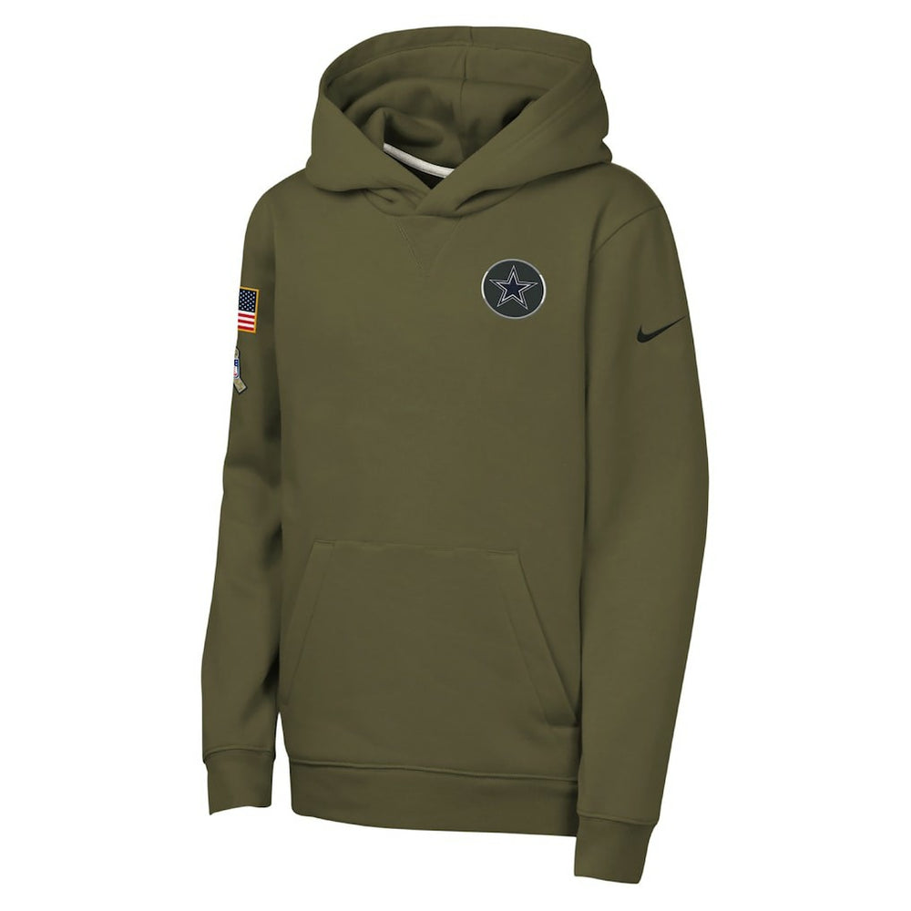 Nike Dallas Cowboys Youth 2025 Salute to Service Club Fleece Hoodie Olive