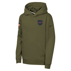 Nike Buffalo Bills Youth 2025 Salute to Service Club Fleece Hoodie Olive