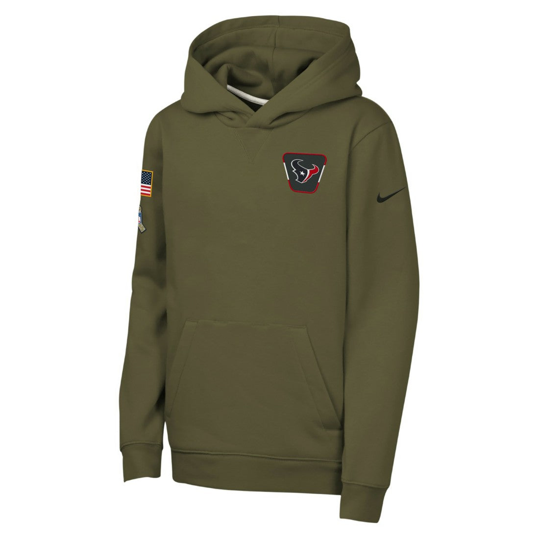 Nike Houston Texans Youth 2025 Salute to Service Club Fleece Hoodie Olive