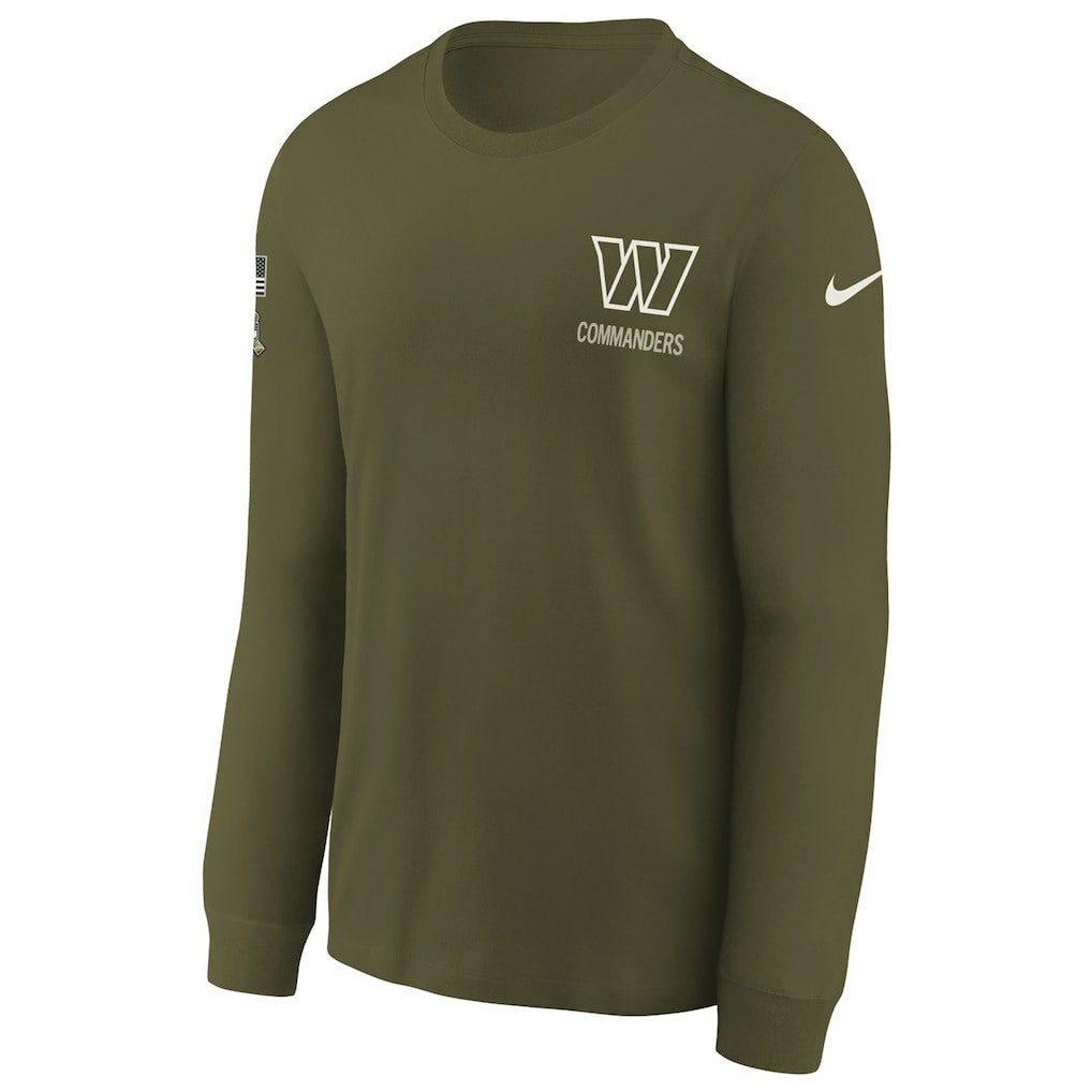 Nike Washington Commanders Youth 2025 Salute to Service Sideline Long Sleeve T-Shirt Olive