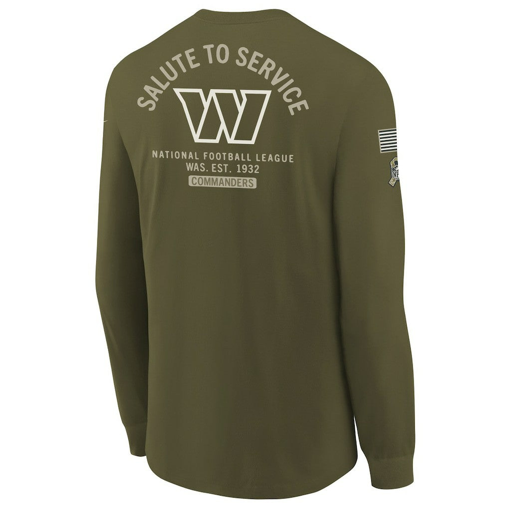 Nike Washington Commanders Youth 2025 Salute to Service Sideline Long Sleeve T-Shirt Olive