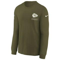 Nike Kansas City Chiefs Youth 2025 Salute to Service Sideline Long Sleeve T-Shirt Olive