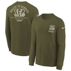 Nike Cincinnati Bengals Youth 2025 Salute to Service Sideline Long Sleeve T-Shirt Olive