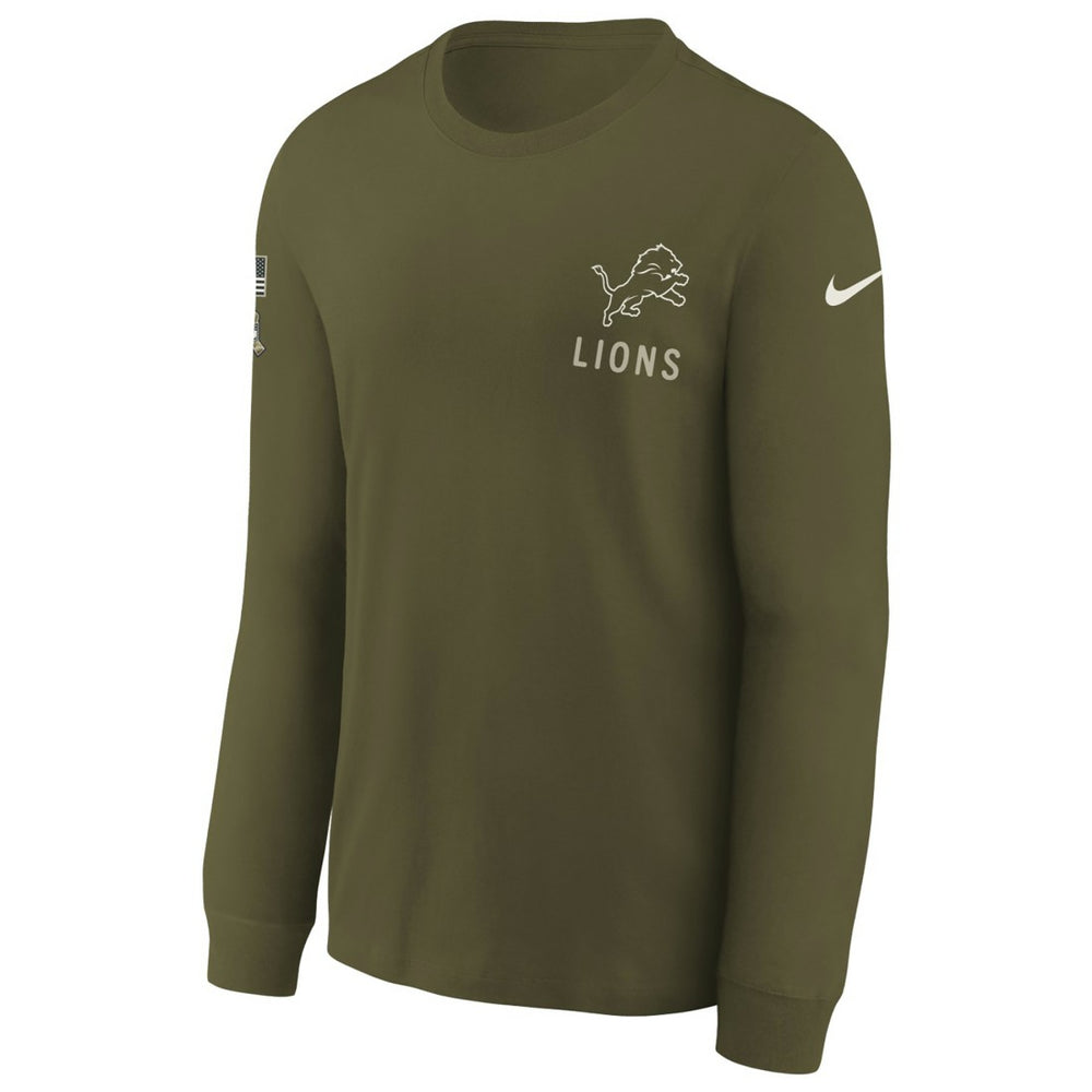 Nike Detroit Lions Youth 2025 Salute to Service Sideline Long Sleeve T-Shirt Olive