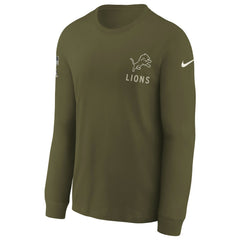Nike Detroit Lions Youth 2025 Salute to Service Sideline Long Sleeve T-Shirt Olive