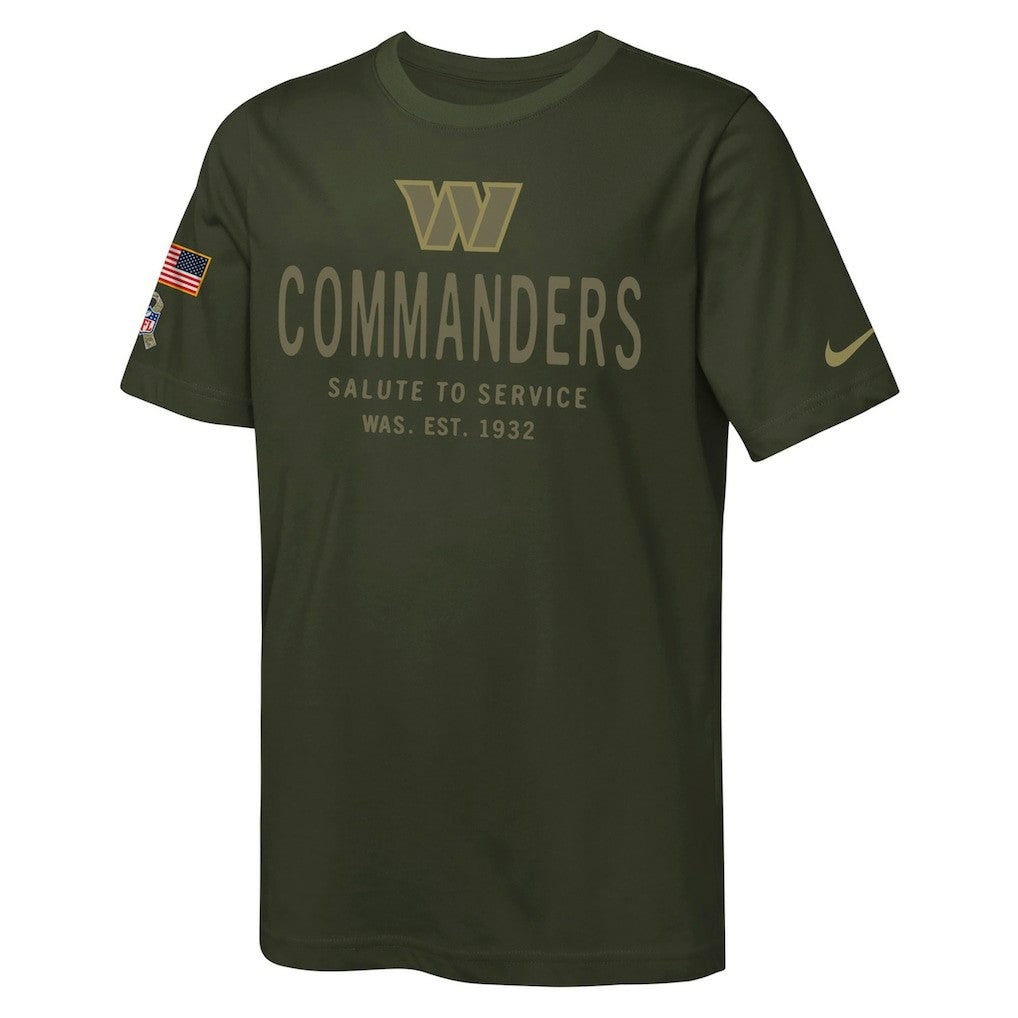 Nike Washington Commanders Youth 2025 Salute to Service Sideline Dri-FIT T-Shirt Olive