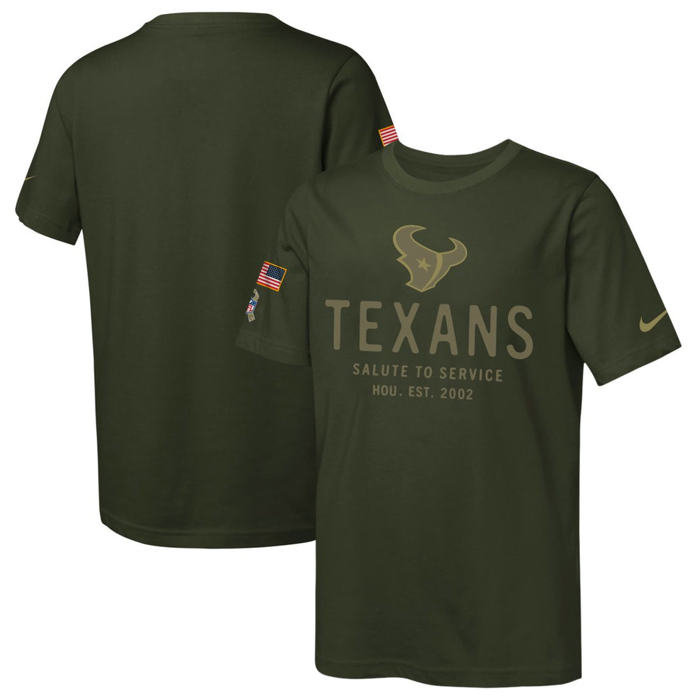 Nike Houston Texans Youth 2025 Salute to Service Sideline Dri-FIT T-Shirt Olive
