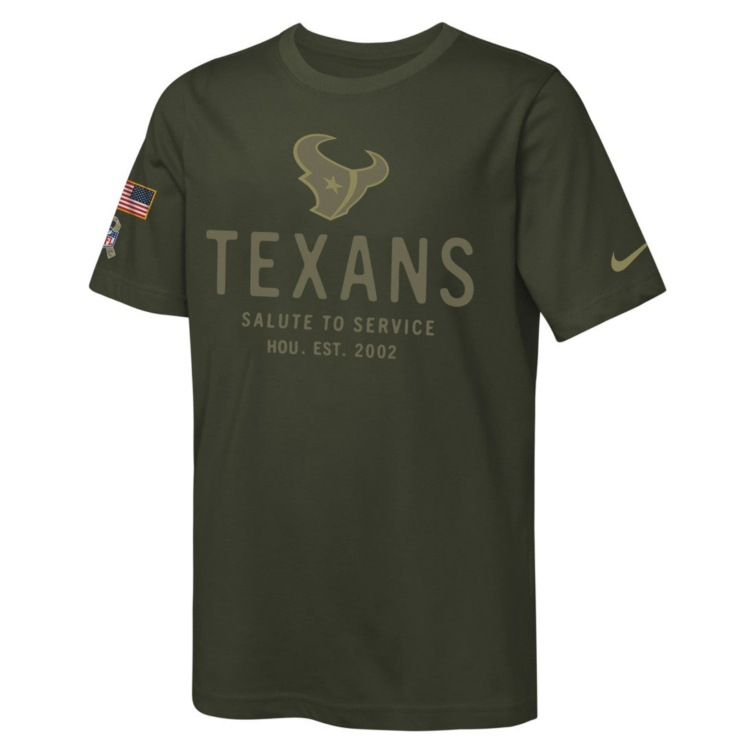 Nike Houston Texans Youth 2025 Salute to Service Sideline Dri-FIT T-Shirt Olive