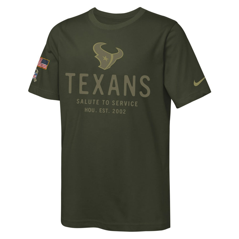 Nike Houston Texans Youth 2025 Salute to Service Sideline Dri-FIT T-Shirt Olive