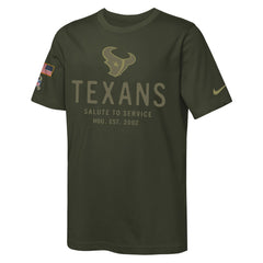 Nike Houston Texans Youth 2025 Salute to Service Sideline Dri-FIT T-Shirt Olive