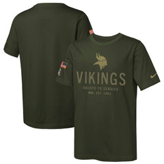 Nike Minnesota Vikings Youth 2025 Salute to Service Sideline Dri-FIT T-Shirt Olive