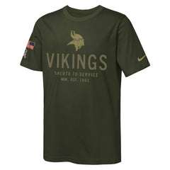 Nike Minnesota Vikings Youth 2025 Salute to Service Sideline Dri-FIT T-Shirt Olive
