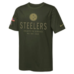Nike Pittsburgh Steelers Youth 2025 Salute to Service Sideline Dri-FIT T-Shirt Olive