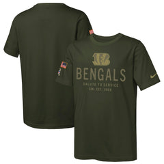 Nike Cincinnati Bengals Youth 2025 Salute to Service Sideline Dri-FIT T-Shirt Olive