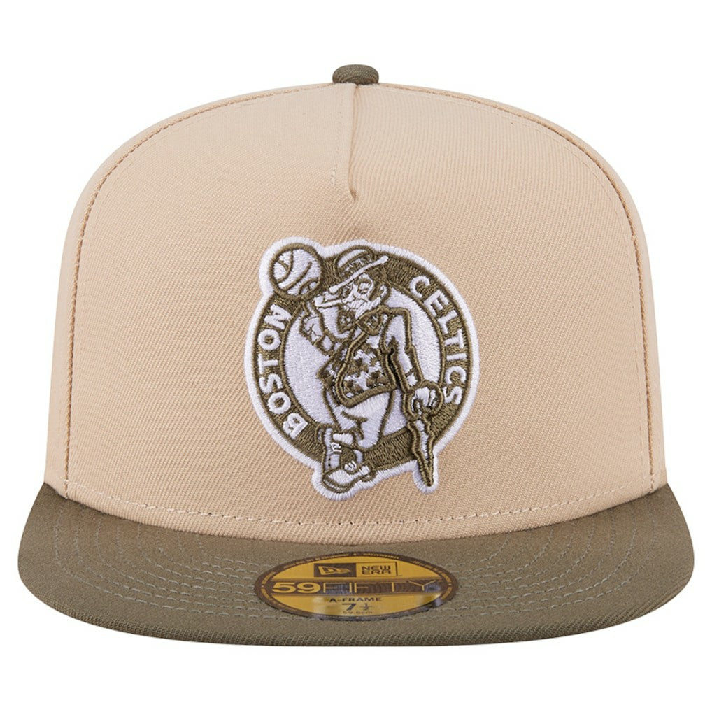 Boston Celtics Color Pack Two-Tone 59FIFTY A-Frame Fitted Hat Tan | New Era