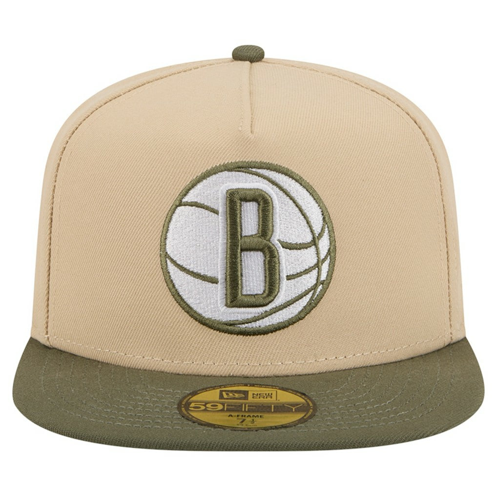Brooklyn Nets Color Pack Two-Tone 59FIFTY A-Frame Fitted Hat Tan | New Era online