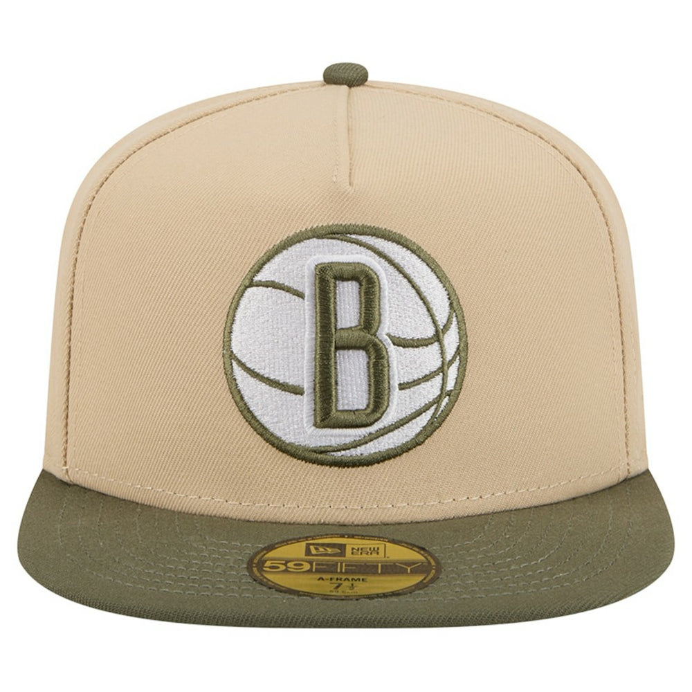Brooklyn Nets Color Pack Two-Tone 59FIFTY A-Frame Fitted Hat Tan | New Era online