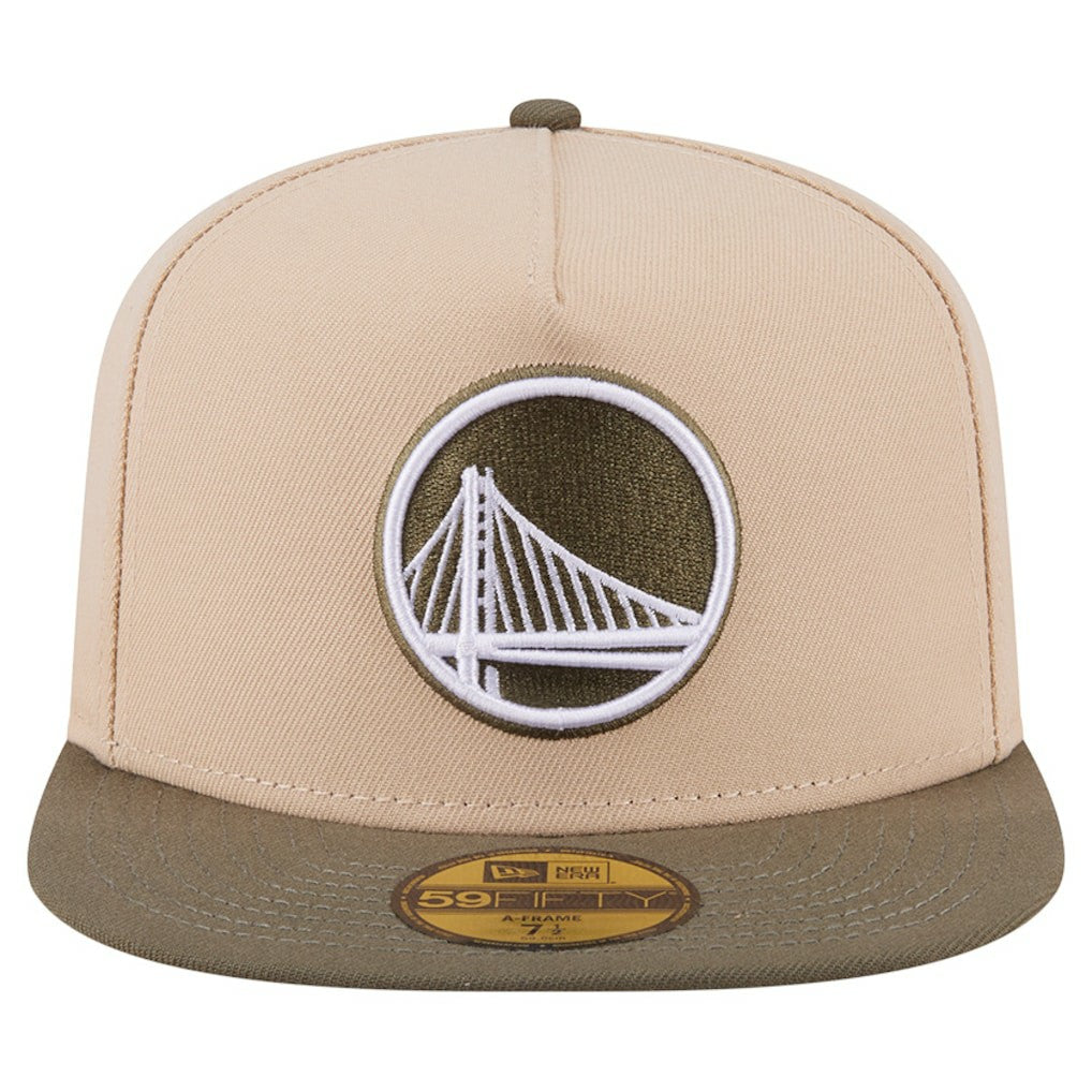 Golden State Warriors Color Pack Two-Tone 59FIFTY A-Frame Fitted Hat Tan | New Era for sale